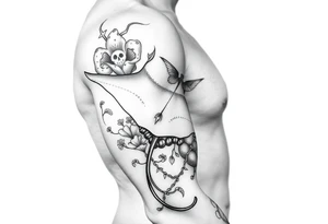 Religious, stingray, coral, jellyfish tattoo idea