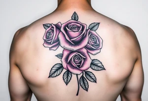 Create a rose tattoo with 3 roses add purple and pink also add black and make it bold
Roses without the stem tattoo idea
