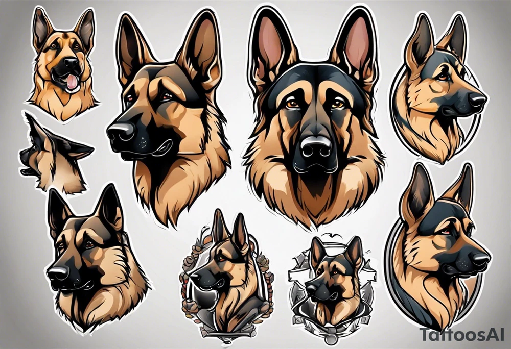 German shepherd portrait tattoo idea