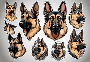 German shepherd portrait tattoo idea