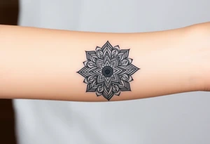 intricate mandala with sacred geometry and cosmic elements tattoo idea