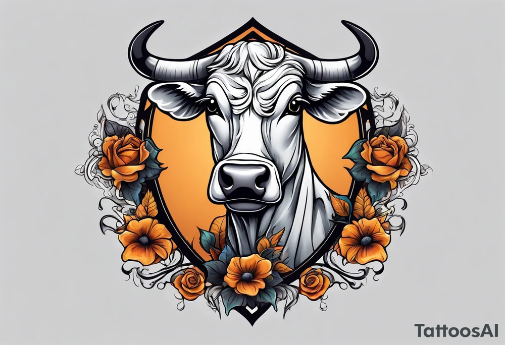a humanoid cow dressed up like a ghost at halloween tattoo idea