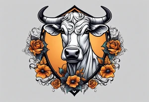 a humanoid cow dressed up like a ghost at halloween tattoo idea