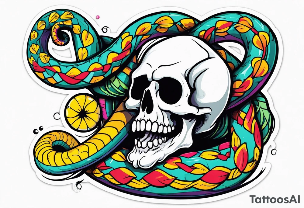 skull and snake tattoo idea