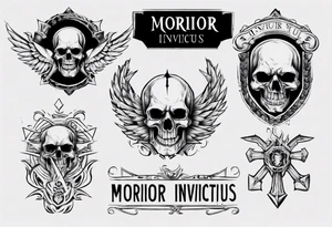 roman font saying "morior invictus" tattoo idea