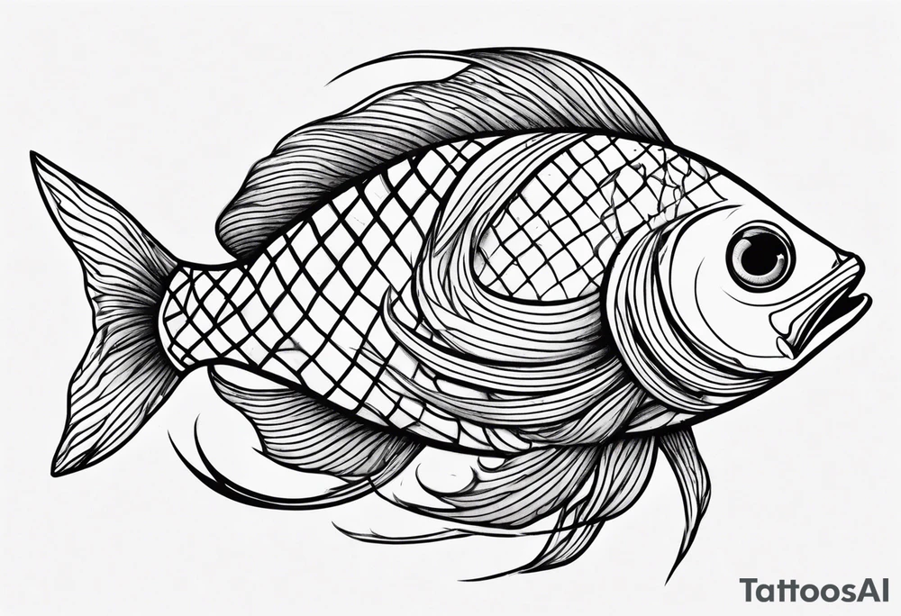 Fish made out of fire  eating earth ball tattoo idea