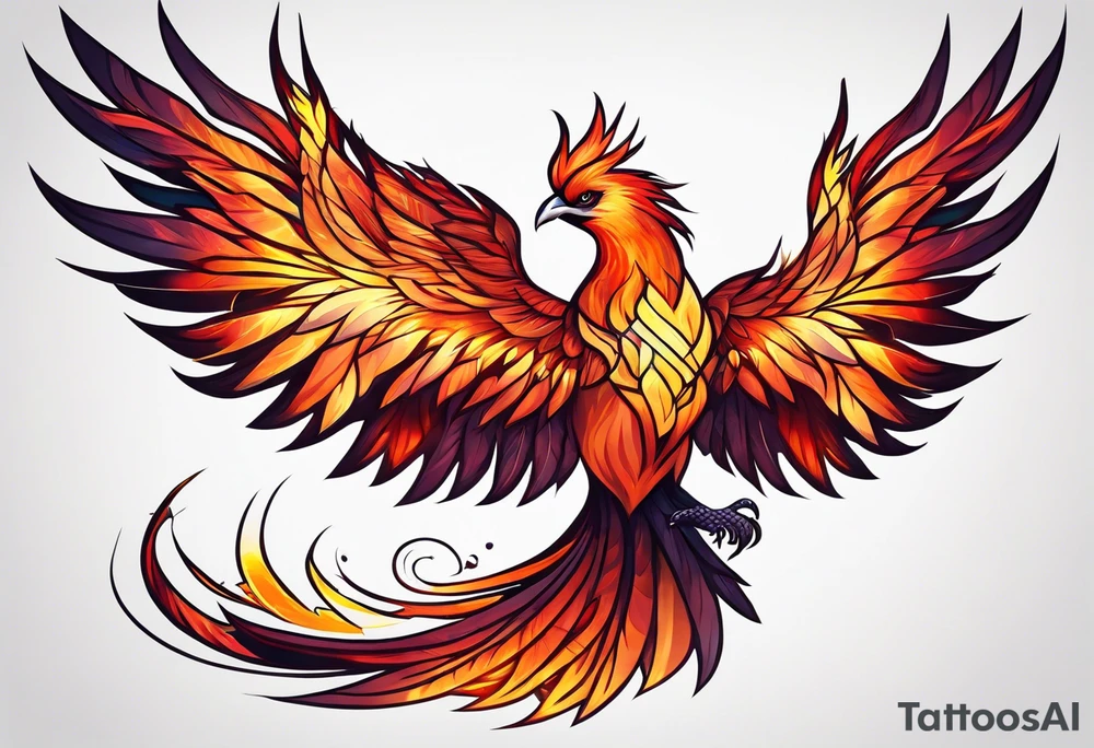little pheonix in fire tattoo idea