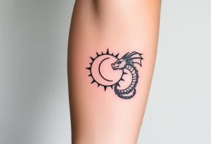 sun and moon in constellation with dragon tattoo idea