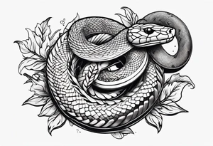 snake with leaves and vines tattoo idea
