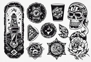 Rock a billy arm sleeve
Verschiedene Motive tattoo idea