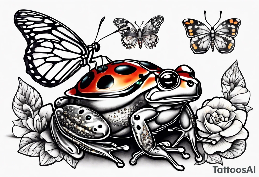 Ladybug, butterfly, and a frog tattoo idea