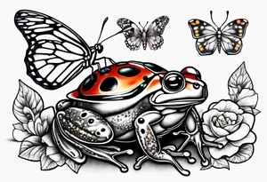 Ladybug, butterfly, and a frog tattoo idea