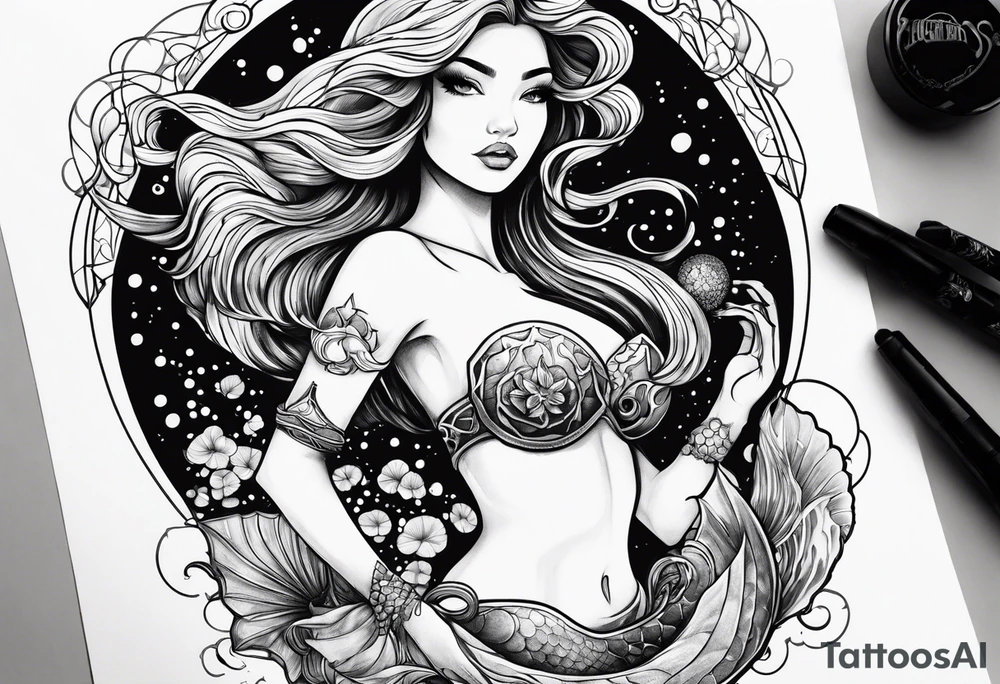 Mermaid and jelly fish boxing tattoo idea