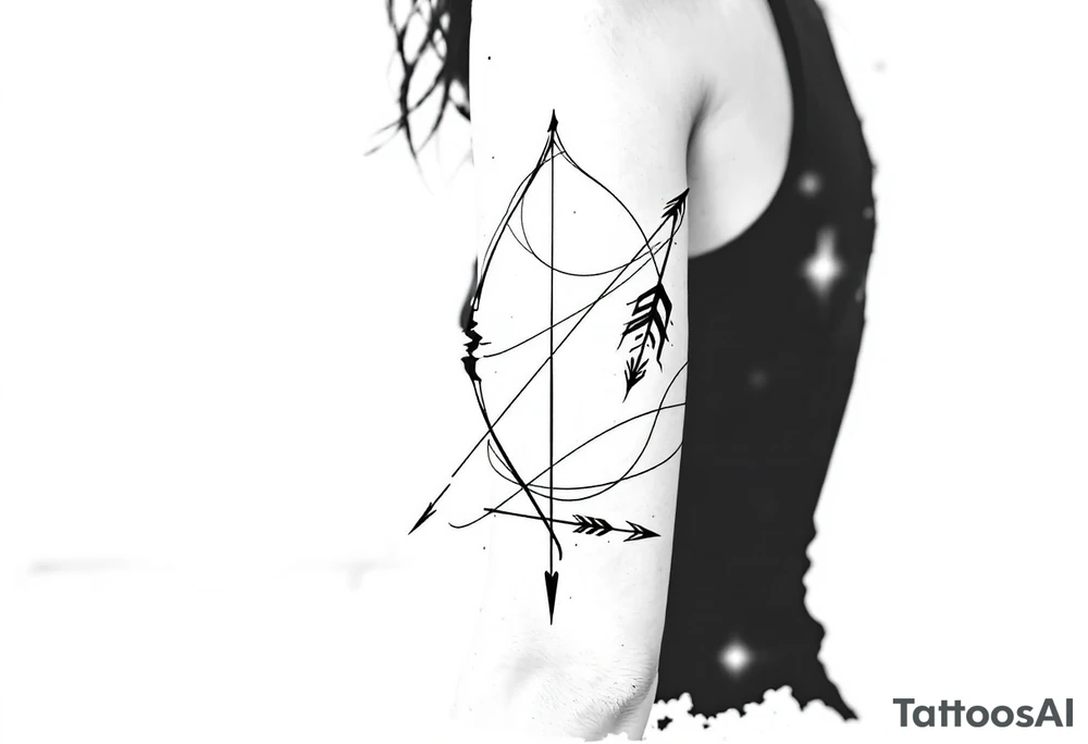 Small bow and arrow with kompass tattoo idea