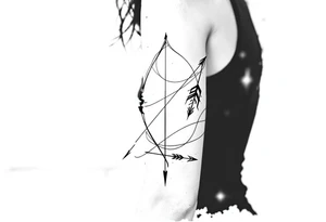 Small bow and arrow with kompass tattoo idea