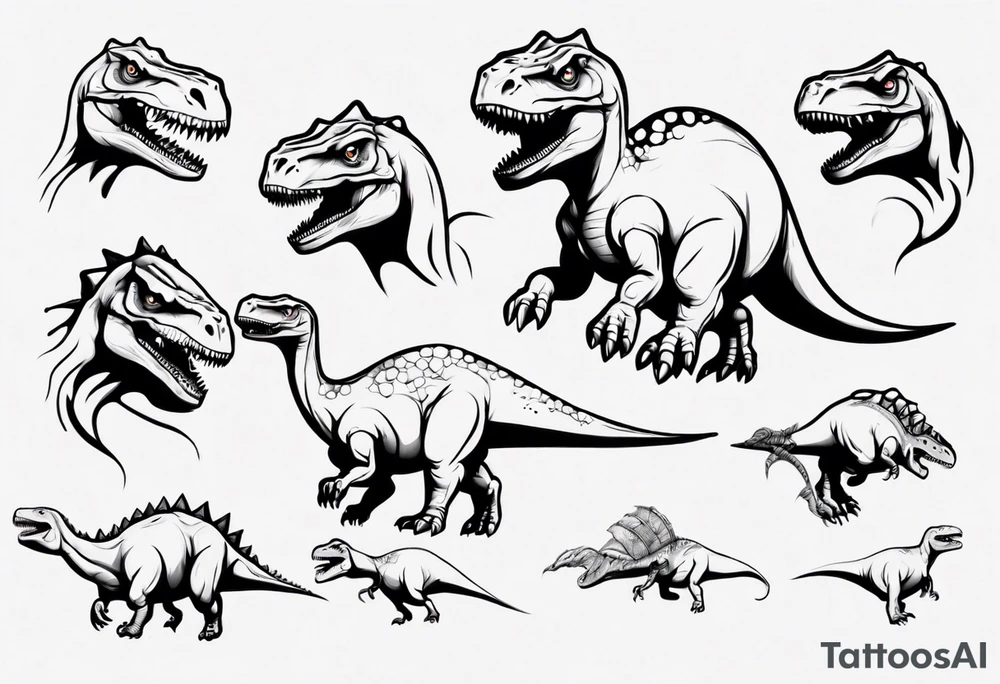 dinosaur playing water polo tattoo idea