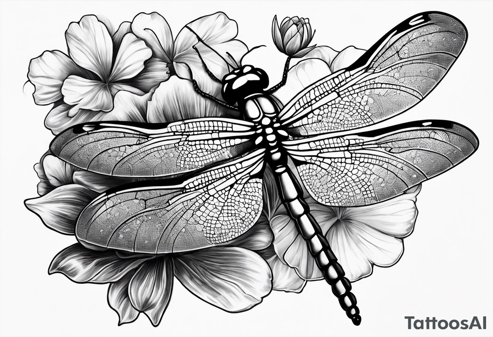 Dragon fly with clover behind it tattoo idea