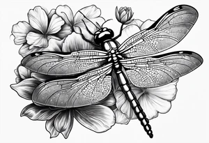 Dragon fly with clover behind it tattoo idea