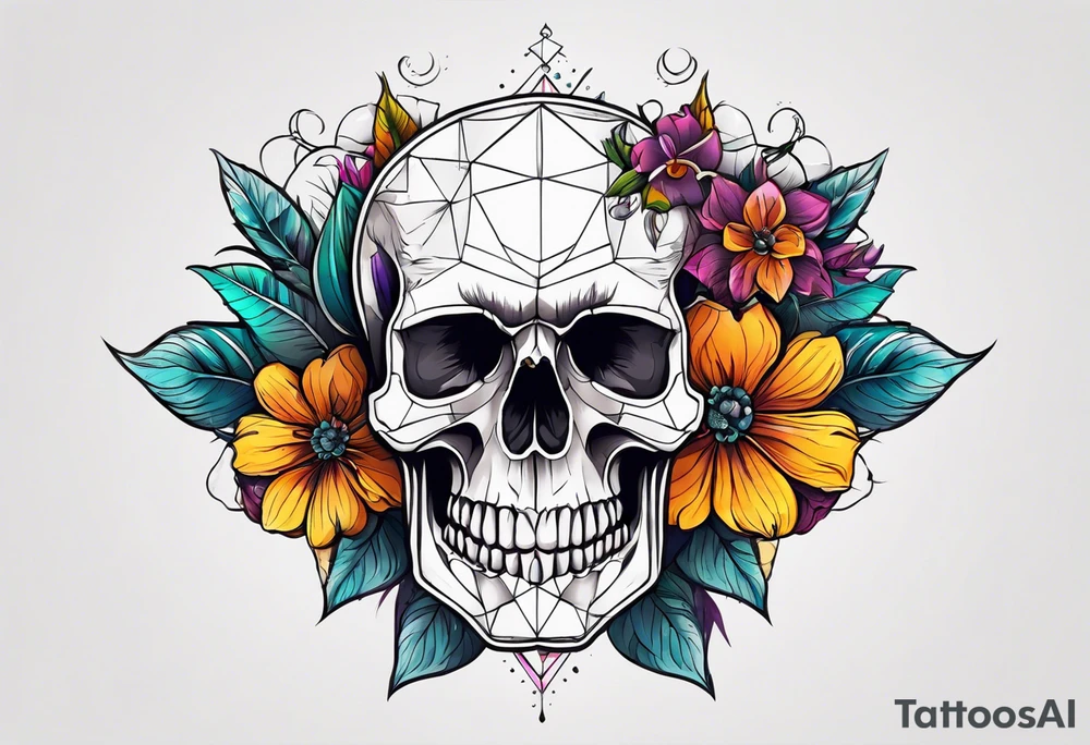 skull with flower tattoo idea