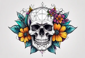 skull with flower tattoo idea