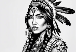 Body of Native American woman tattoo idea