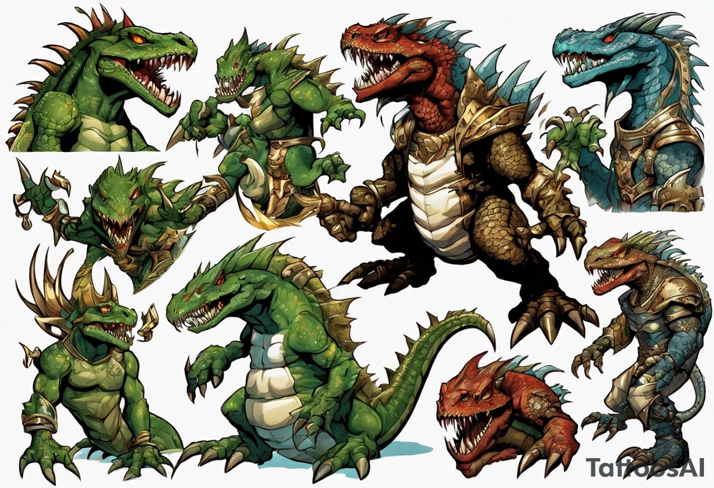 full heroes of might and magic 3 lizardman, happy and nice looking tattoo idea