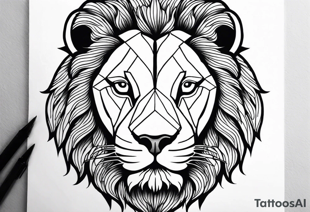 powerful majestic lion, close-up tattoo idea