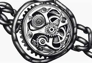 bicycle gear and chain as watch around wrist tattoo idea