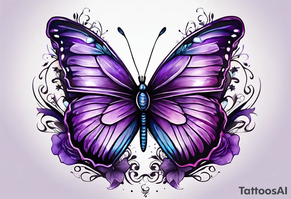 Purple butterfly tattoo idea