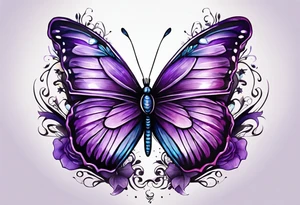 Purple butterfly tattoo idea
