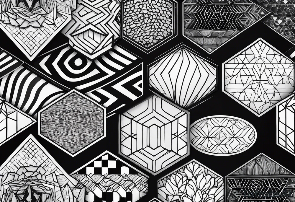 black plain hexagons without texture tattoo idea