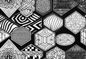 black plain hexagons without texture tattoo idea