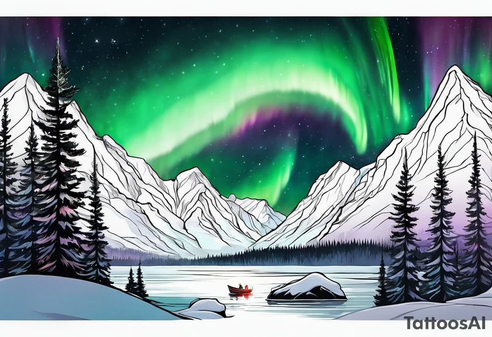 Northern lights with Pennywise tattoo idea