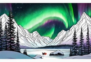 Northern lights with Pennywise tattoo idea