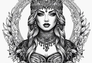 Dark goddess chest tattoo tattoo idea