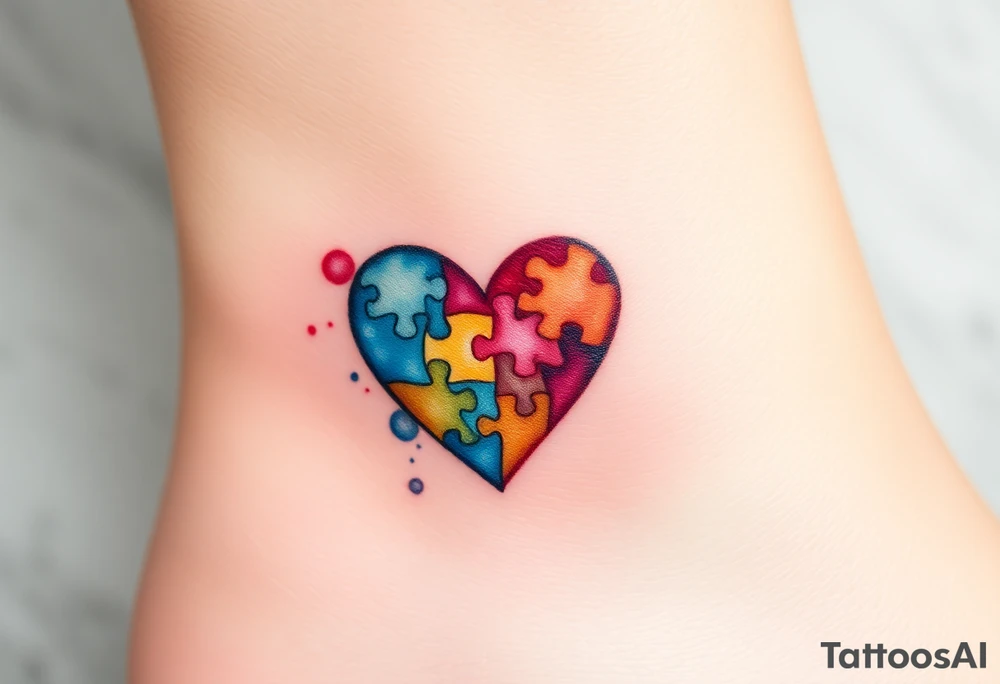 autism heart puzzle shape symbol tattoo idea