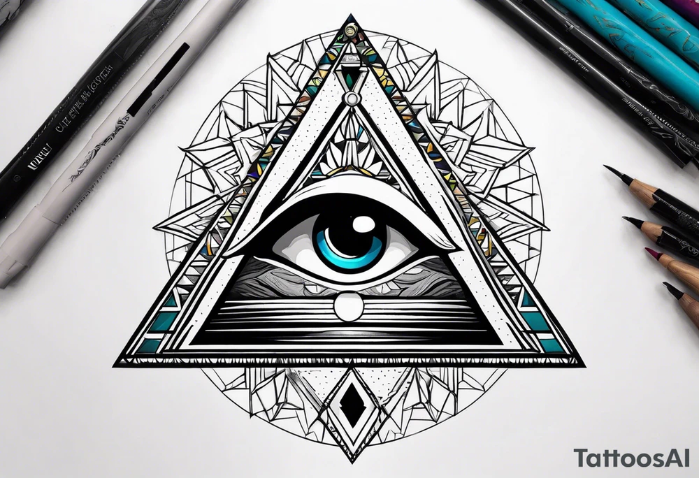 third eye and pyramids tattoo idea