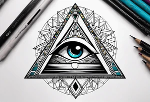 third eye and pyramids tattoo idea