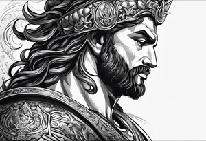 Elbow to wrist tattoo, with most of it being the god Poseidon. I want it to be very detailed. I would like it to flow from the tattoo above which has clouds as a background tattoo idea