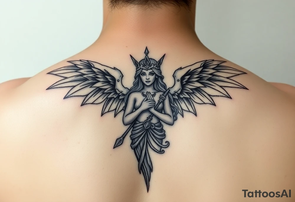 pleasure goddess with no wings tattoo idea