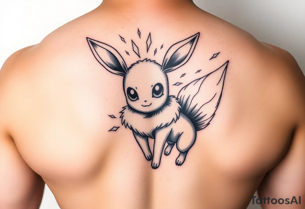 legendary eevee with energy aura and power effects tattoo idea