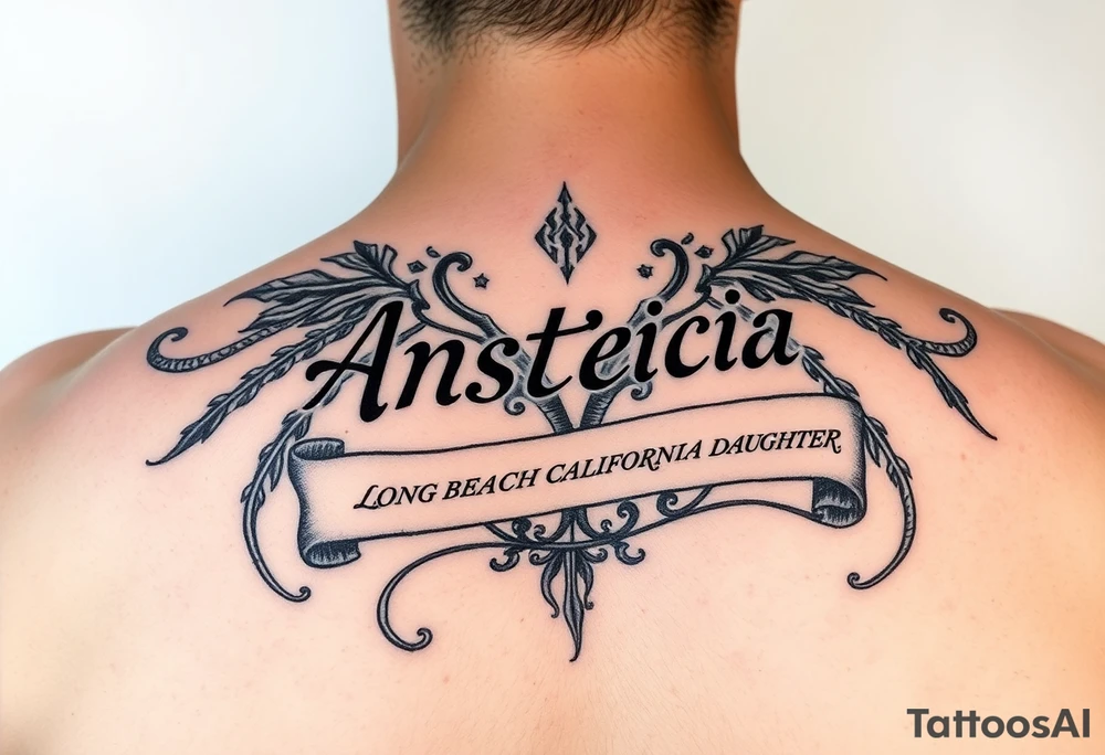 Anastacia in old English.
Long beach California roots
Bi sexual daughter tattoo idea
