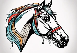 A horse head tattoo with a traditional design, 8x8 cm, in color. tattoo idea
