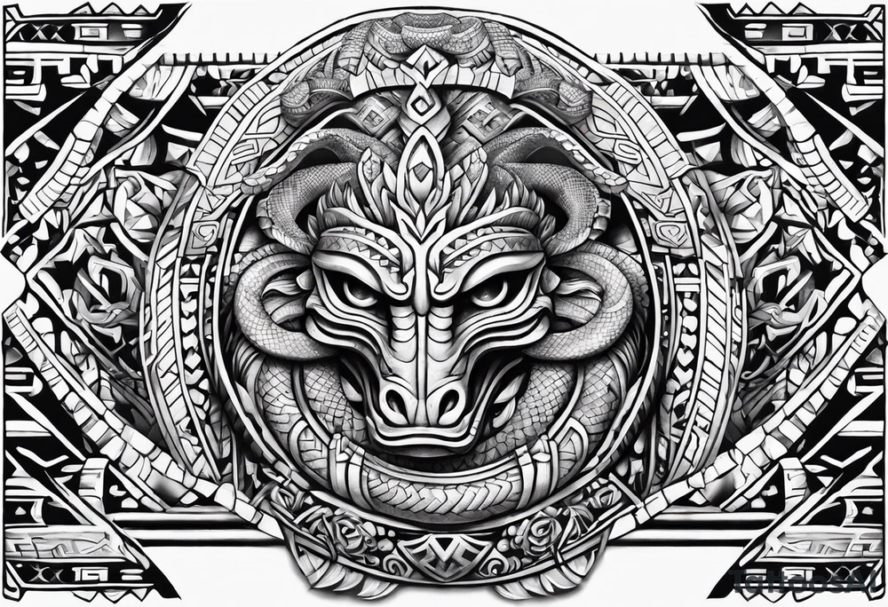 aztec snake sleeve tattoo idea