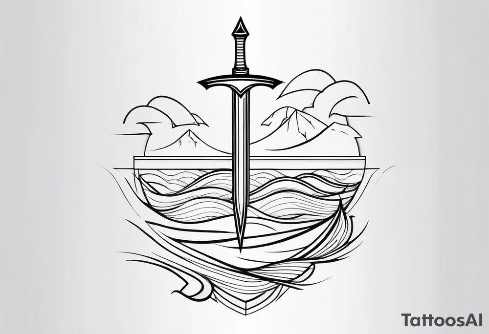Geometric, simple, sword, lightning bolt and waves tattoo idea Geometric, simple, sword, lightning bolt and waves tattoo idea