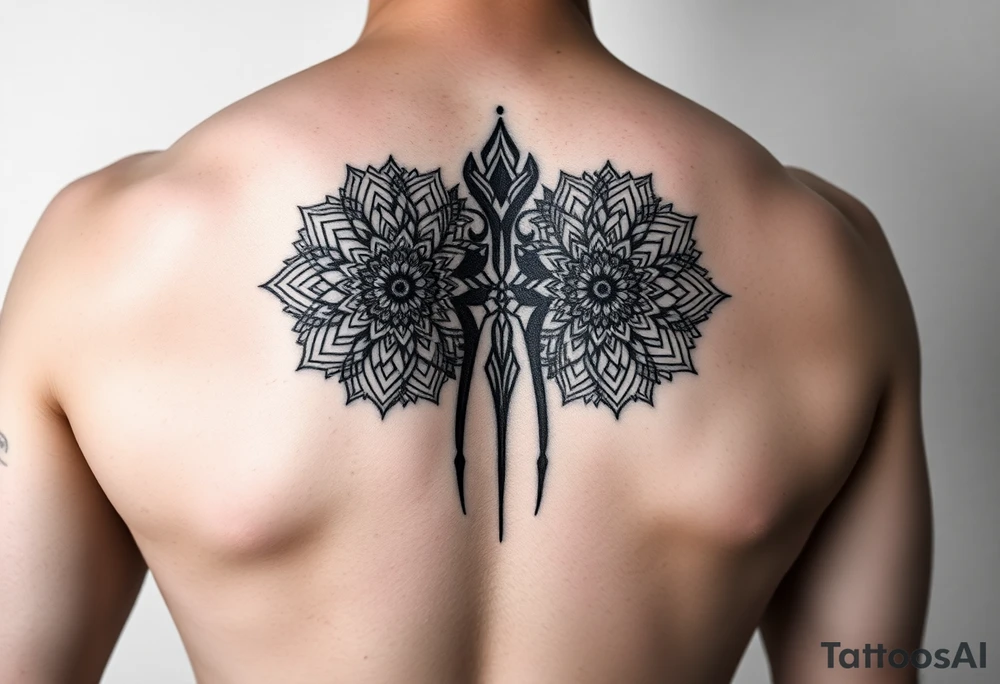 Half arm sleeve - kidney made of two mandala / geometric designa tattoo idea