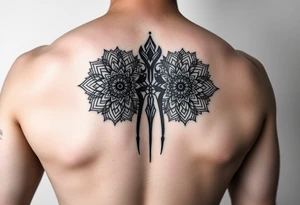 Half arm sleeve - kidney made of two mandala / geometric designa tattoo idea