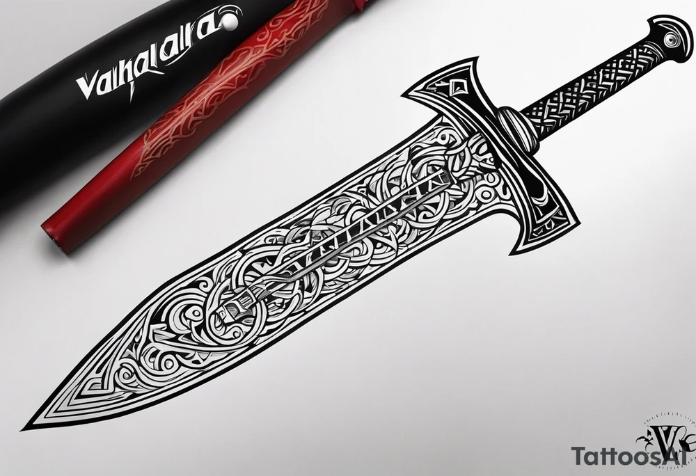 Valhalla sword viking hatchet tattoo idea