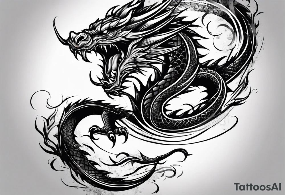 Full image of a angry dragon tattoo idea