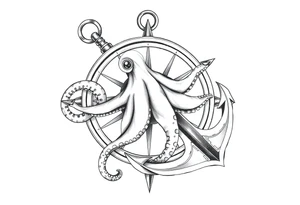 compass,oktopus,anchor. tattoo idea
